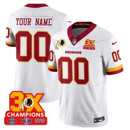 Custom WAS 3-Time Champions Patch Vapor Limited Throwback Jersey - Stitched