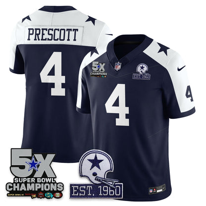 DAL 5-Time Champions Patch Vapor Limited Jersey - Stitched
