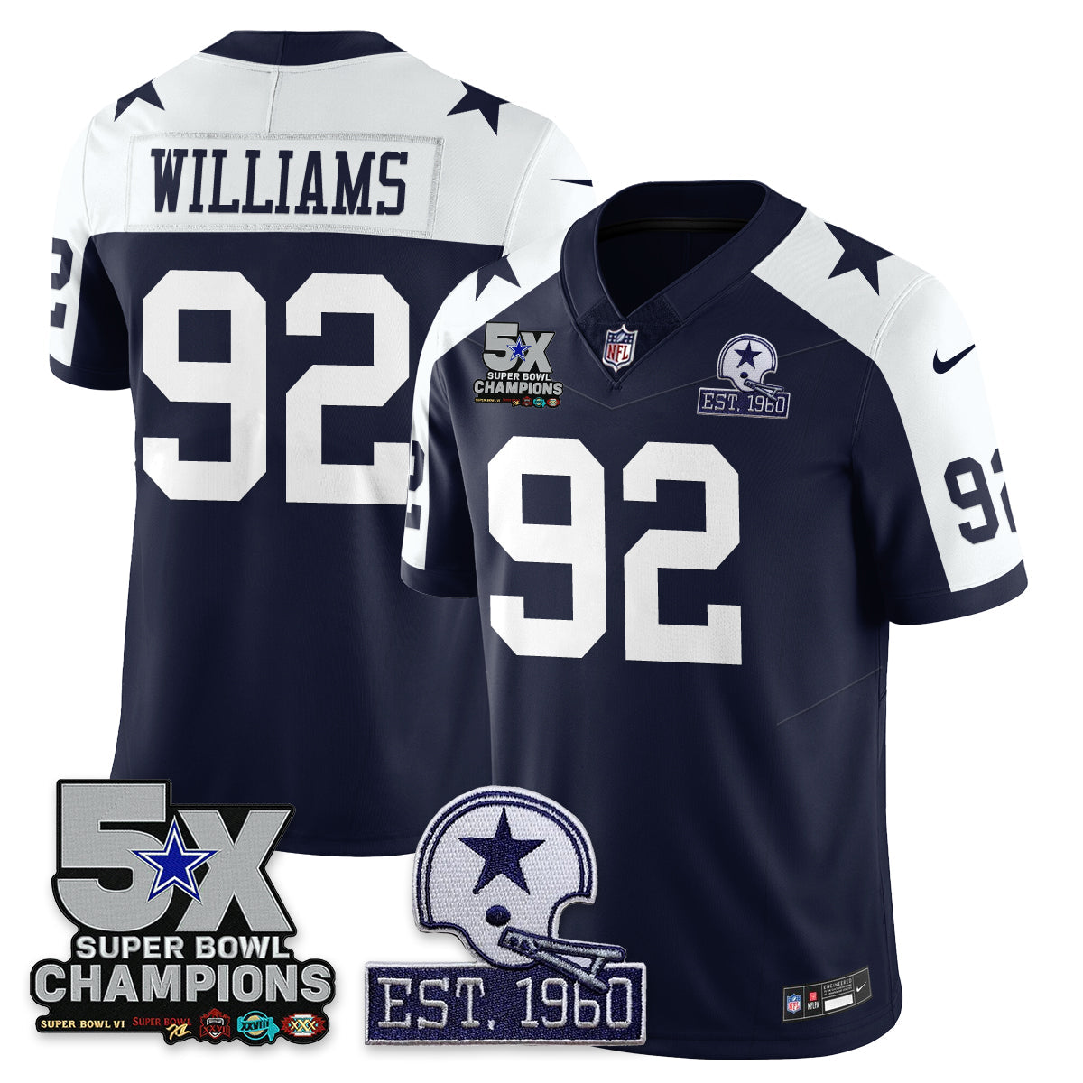 DAL 5-Time Champions Patch Vapor Limited Jersey - Stitched