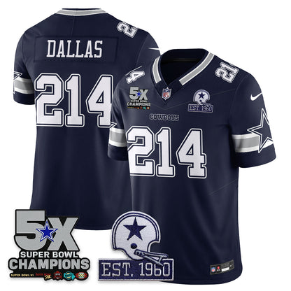 DAL 5-Time Champions Patch Vapor Limited Jersey - Stitched