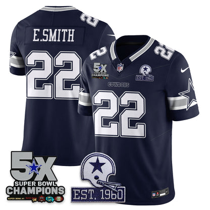 DAL 5-Time Champions Patch Vapor Limited Jersey - Stitched