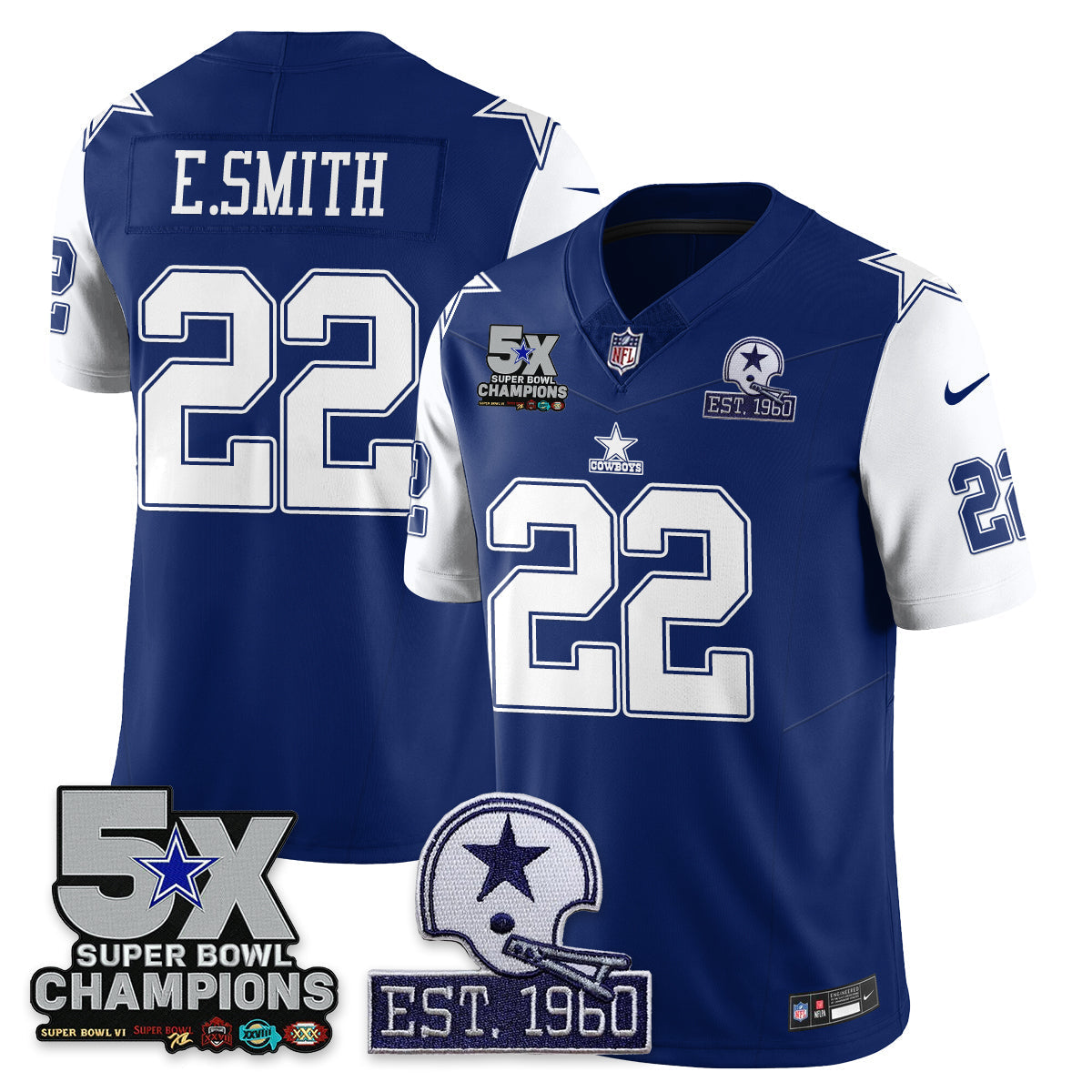 DAL 5-Time Champions Patch Vapor Limited Jersey - Stitched