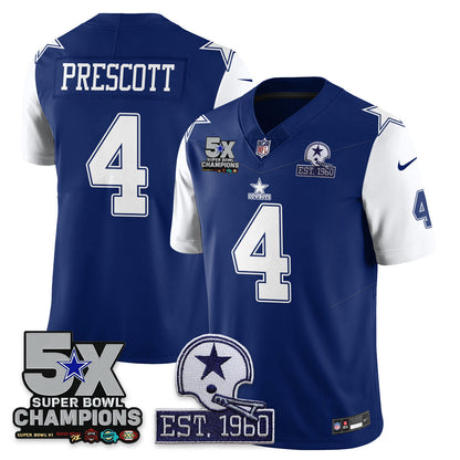 DAL 5-Time Champions Patch Vapor Limited Jersey - Stitched