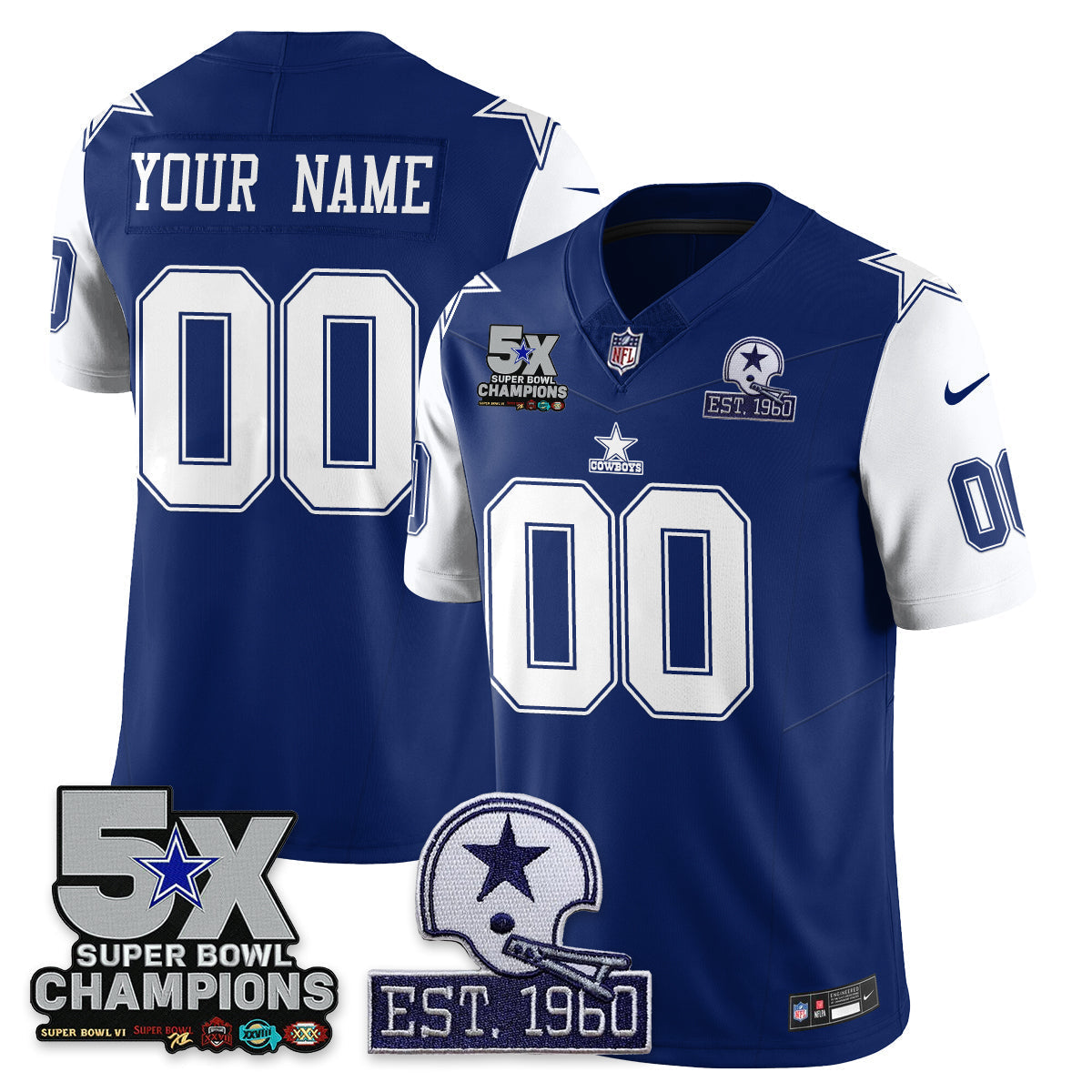 DAL 5-Time Champions Patch Vapor Limited Jersey - Stitched
