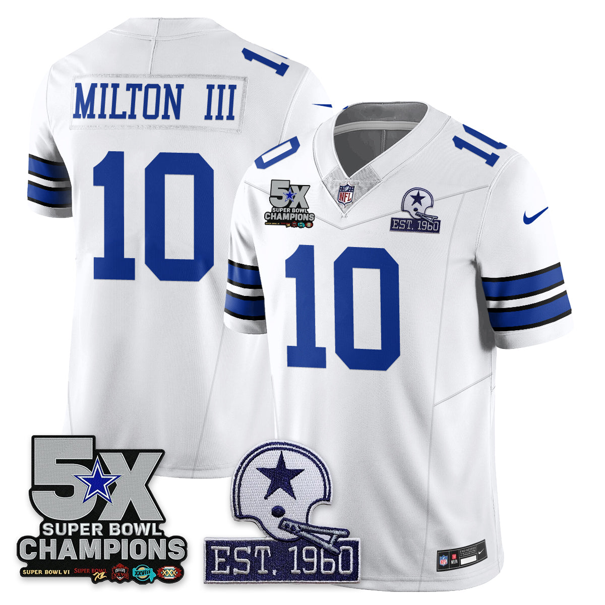 DAL 5-Time Champions Patch Vapor Limited Jersey - Stitched