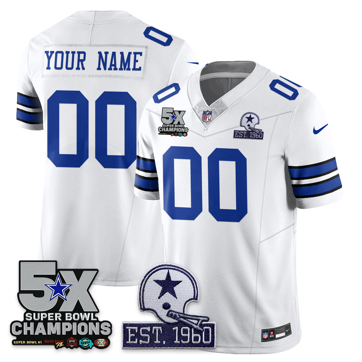 DAL 5-Time Champions Patch Vapor Limited Jersey - Stitched
