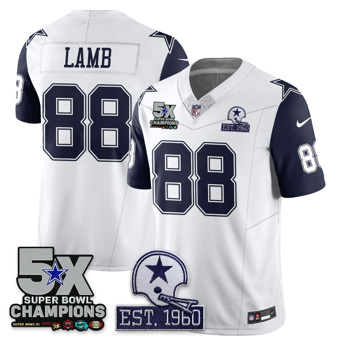 DAL 5-Time Champions Patch Vapor Limited Jersey - Stitched