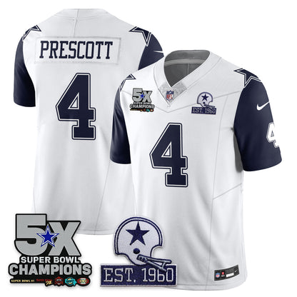 DAL 5-Time Champions Patch Vapor Limited Jersey - Stitched