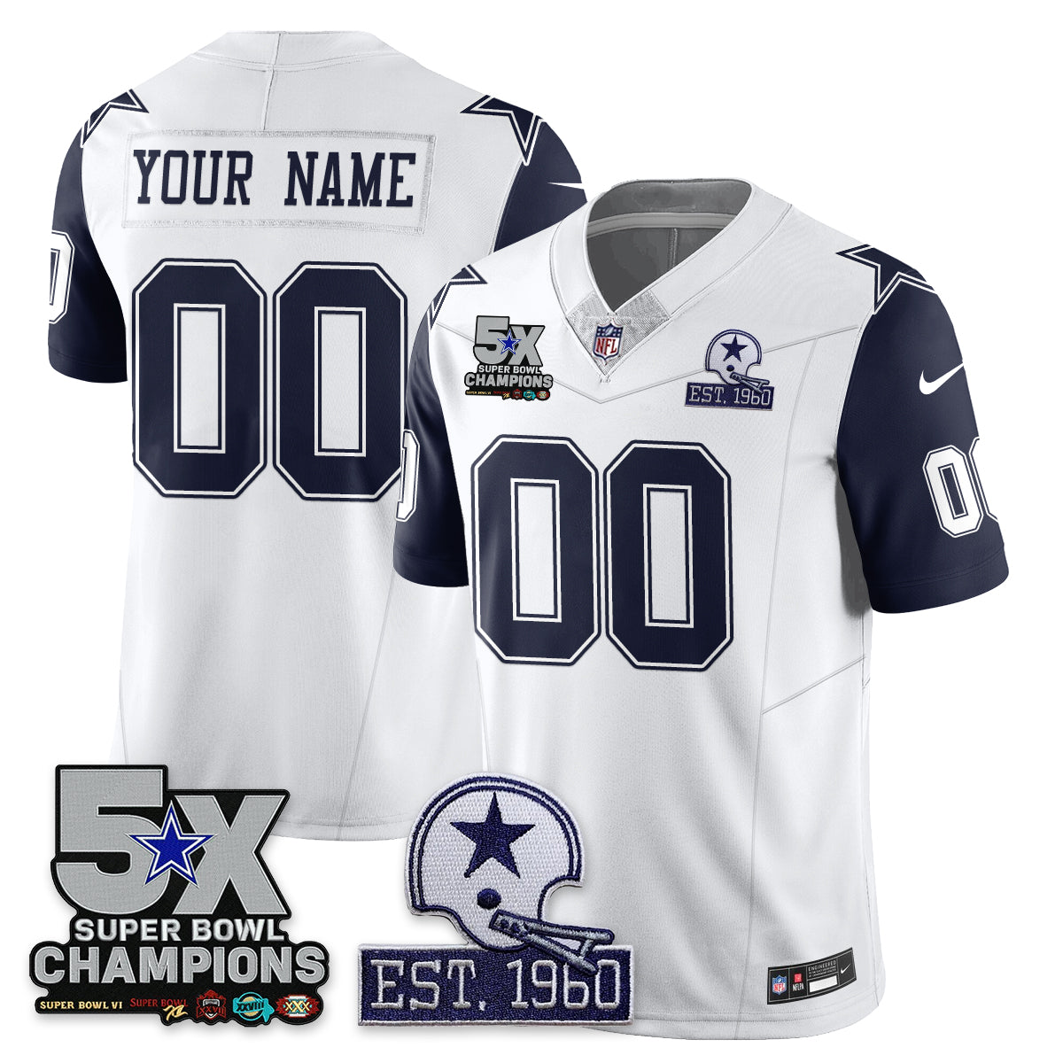 DAL 5-Time Champions Patch Vapor Limited Jersey - Stitched
