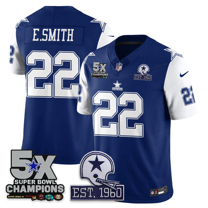 DAL 5-Time Champions Patch Vapor Limited Jersey - Stitched