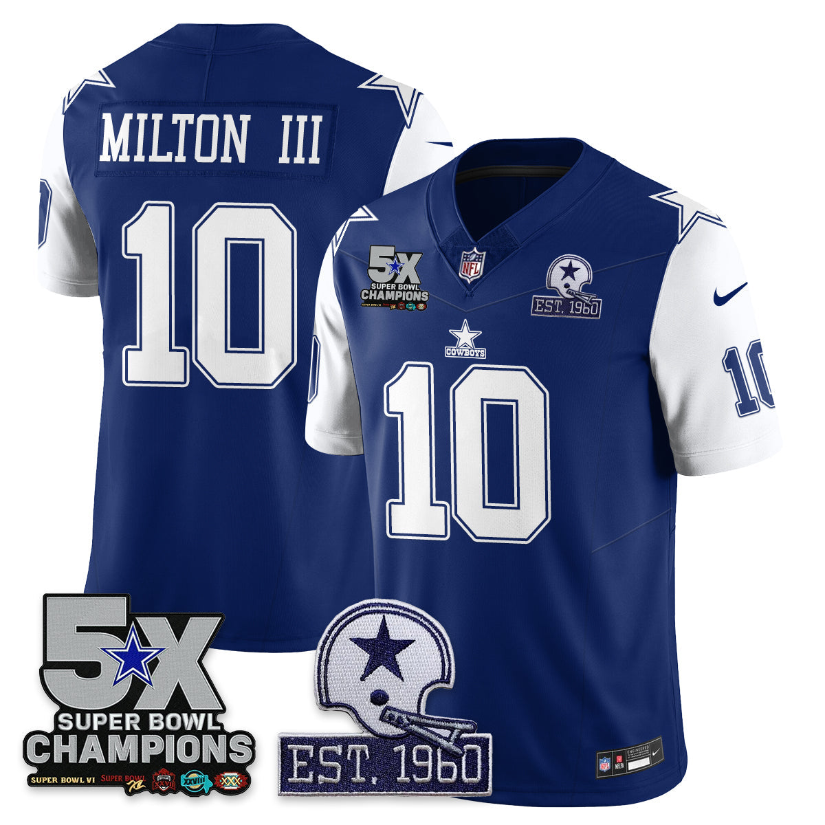 DAL 5-Time Champions Patch Vapor Limited Jersey - Stitched