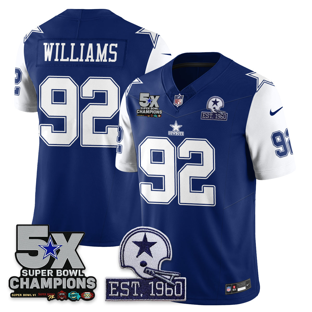 DAL 5-Time Champions Patch Vapor Limited Jersey - Stitched