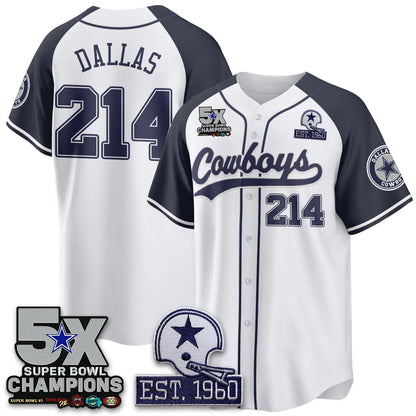 DAL 5-Time Champions Patch Limited Baseball Jersey - Stitched