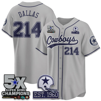DAL 5-Time Champions Patch Limited Baseball Jersey - Stitched