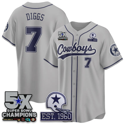 DAL 5-Time Champions Patch Limited Baseball Jersey - Stitched