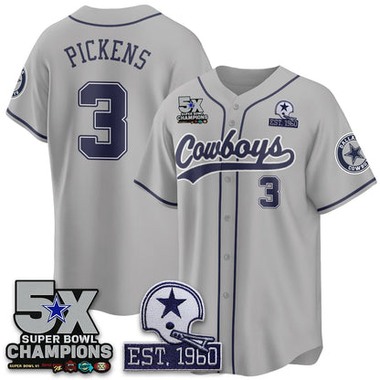 DAL 5-Time Champions Patch Limited Baseball Jersey - Stitched