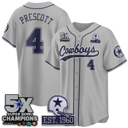 DAL 5-Time Champions Patch Limited Baseball Jersey - Stitched