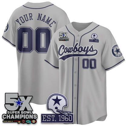 Custom DAL 5-Time Champions Patch Limited Baseball Jersey - Stitched