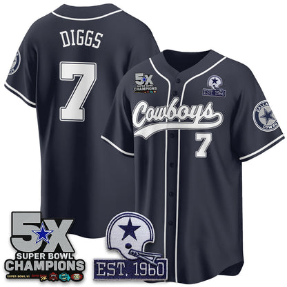 DAL 5-Time Champions Patch Limited Baseball Jersey - Stitched
