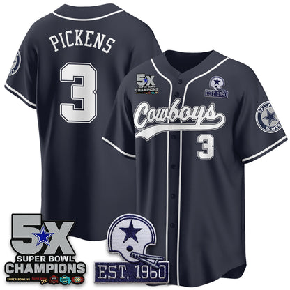 DAL 5-Time Champions Patch Limited Baseball Jersey - Stitched