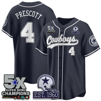 DAL 5-Time Champions Patch Limited Baseball Jersey - Stitched