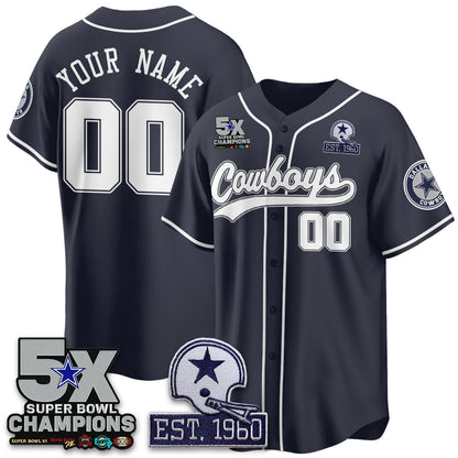 Custom DAL 5-Time Champions Patch Limited Baseball Jersey - Stitched