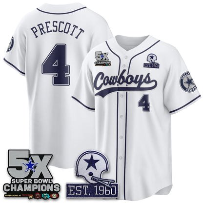 DAL 5-Time Champions Patch Limited Baseball Jersey - Stitched