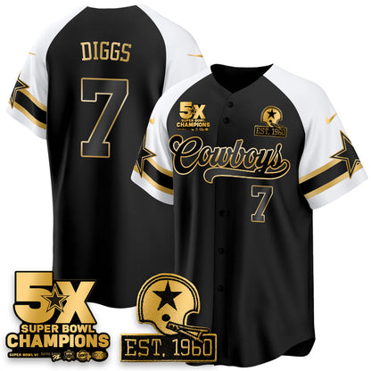 DAL 5-Time Champions Patch Vapor Limited Gold Baseball Jersey - Stitched
