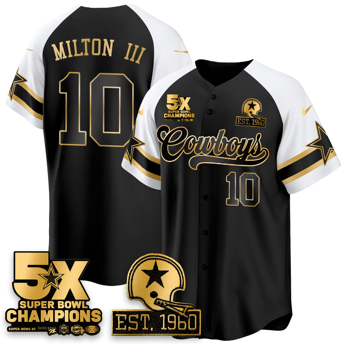 DAL 5-Time Champions Patch Vapor Limited Gold Baseball Jersey - Stitched