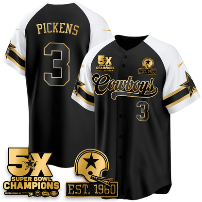 DAL 5-Time Champions Patch Vapor Limited Gold Baseball Jersey - Stitched