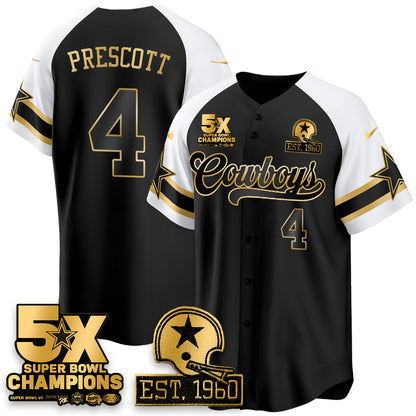 DAL 5-Time Champions Patch Vapor Limited Gold Baseball Jersey - Stitched
