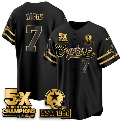 DAL 5-Time Champions Patch Vapor Limited Gold Baseball Jersey - Stitched
