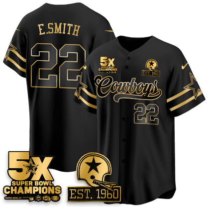 DAL 5-Time Champions Patch Vapor Limited Gold Baseball Jersey - Stitched