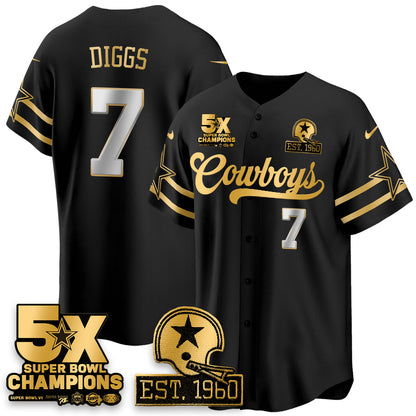 DAL 5-Time Champions Patch Vapor Limited Gold Baseball Jersey - Stitched