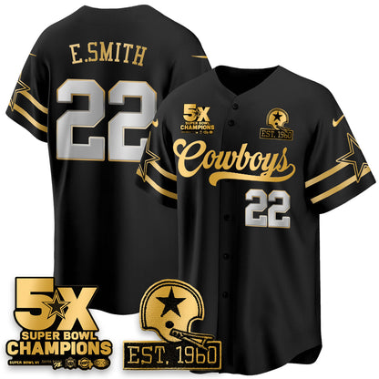 DAL 5-Time Champions Patch Vapor Limited Gold Baseball Jersey - Stitched