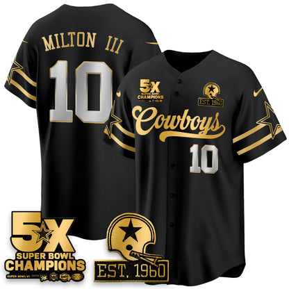 DAL 5-Time Champions Patch Vapor Limited Gold Baseball Jersey - Stitched