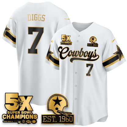 DAL 5-Time Champions Patch Vapor Limited Gold Baseball Jersey - Stitched