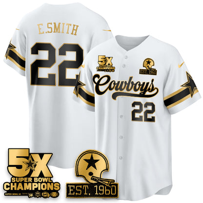 DAL 5-Time Champions Patch Vapor Limited Gold Baseball Jersey - Stitched