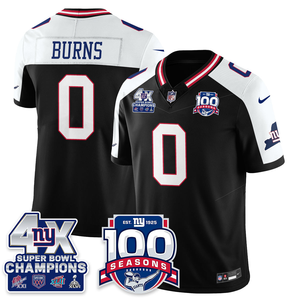 NYG 4-Time Champions Vapor Limited Jersey- 100th Season - All Stitched N1
