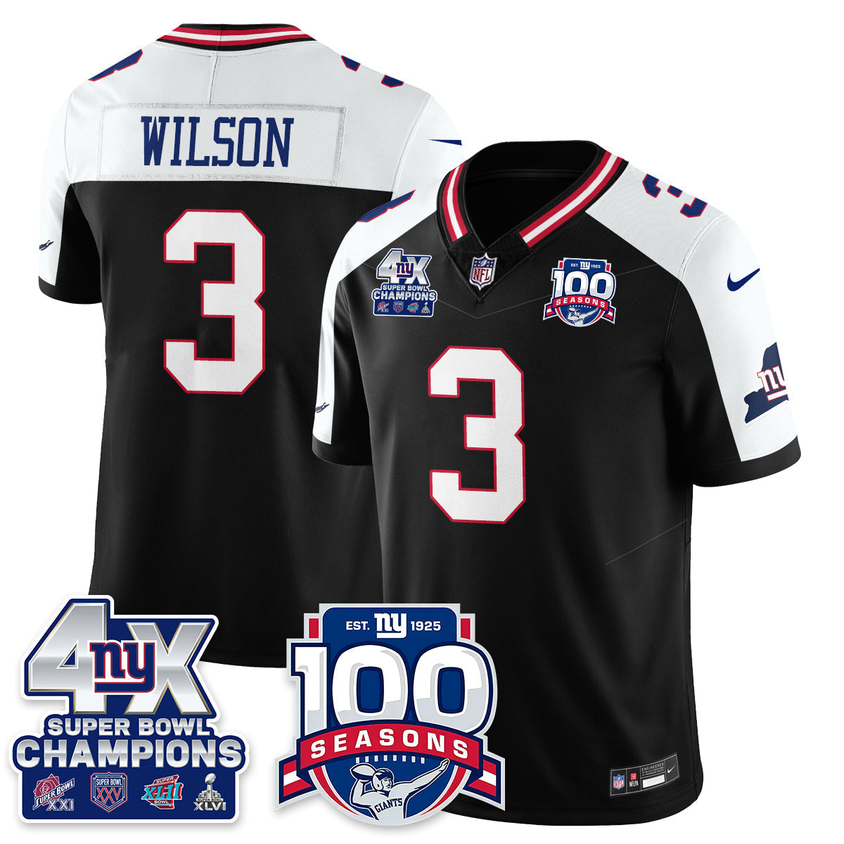 NYG 4-Time Champions Vapor Limited Jersey- 100th Season - All Stitched N1