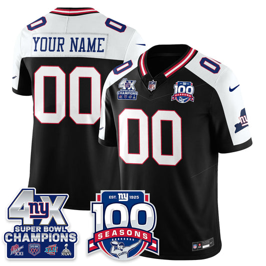 NYG 4-Time Champions Vapor Limited Custom Jersey- 100th Season - Stitched N1