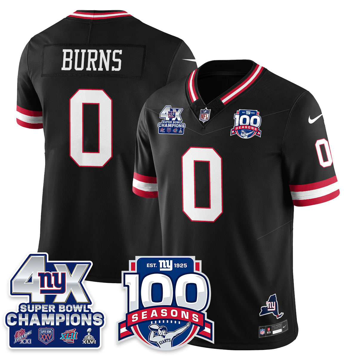 NYG 4-Time Champions Vapor Limited Jersey- 100th Season - All Stitched N1