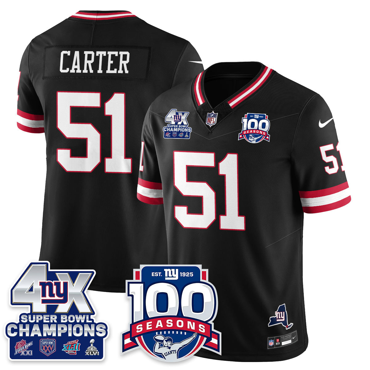 NYG 4-Time Champions Vapor Limited Jersey- 100th Season - All Stitched N1
