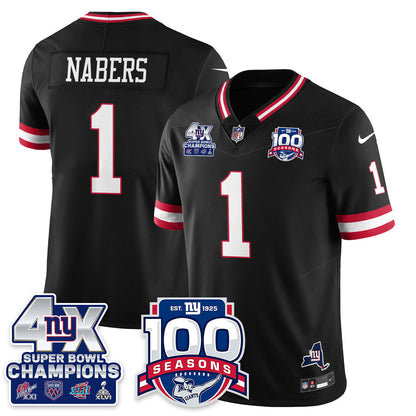 NYG 4-Time Champions Vapor Limited Jersey- 100th Season - All Stitched N1
