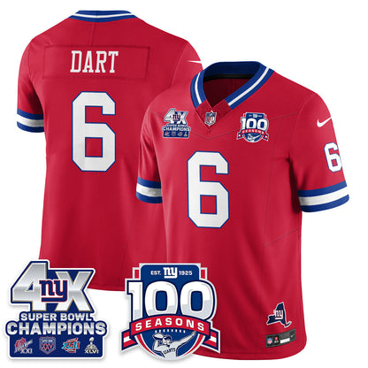 NYG 4-Time Champions Vapor Limited Jersey- 100th Season - All Stitched N1
