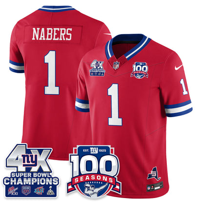 NYG 4-Time Champions Vapor Limited Jersey- 100th Season - All Stitched N1