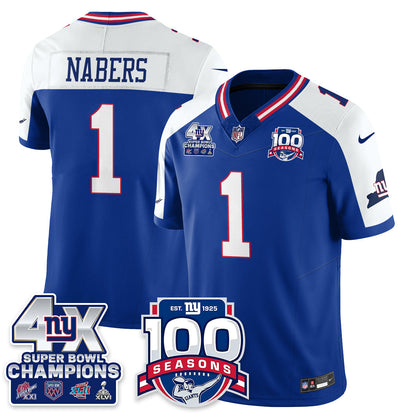 NYG 4-Time Champions Vapor Limited Jersey- 100th Season - All Stitched N1
