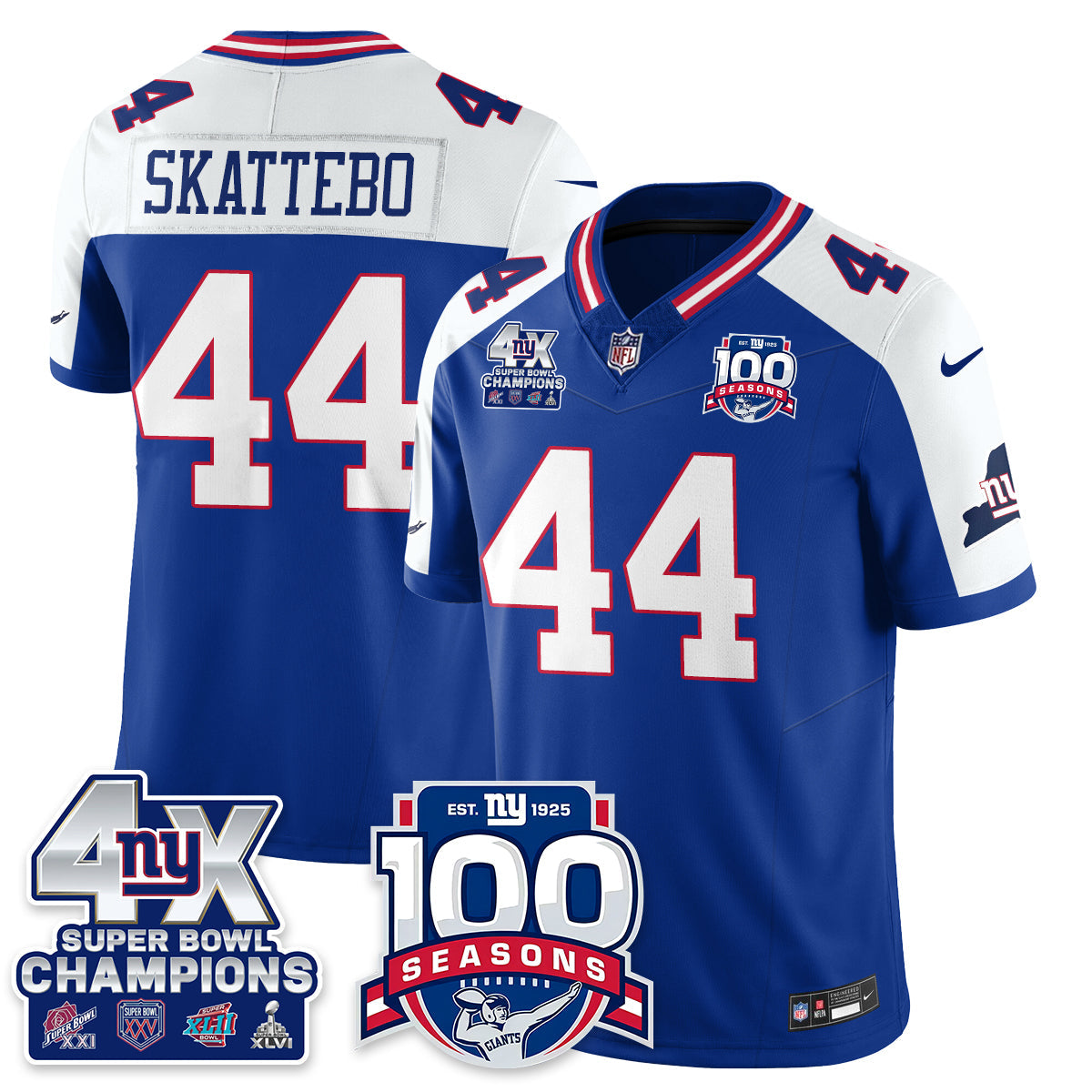 NYG 4-Time Champions Vapor Limited Jersey- 100th Season - All Stitched N1