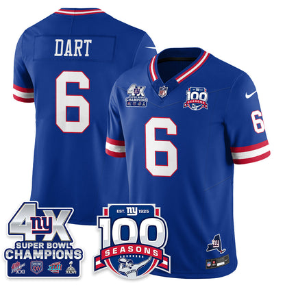 NYG 4-Time Champions Vapor Limited Jersey- 100th Season - All Stitched N1