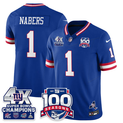 NYG 4-Time Champions Vapor Limited Jersey- 100th Season - All Stitched N1